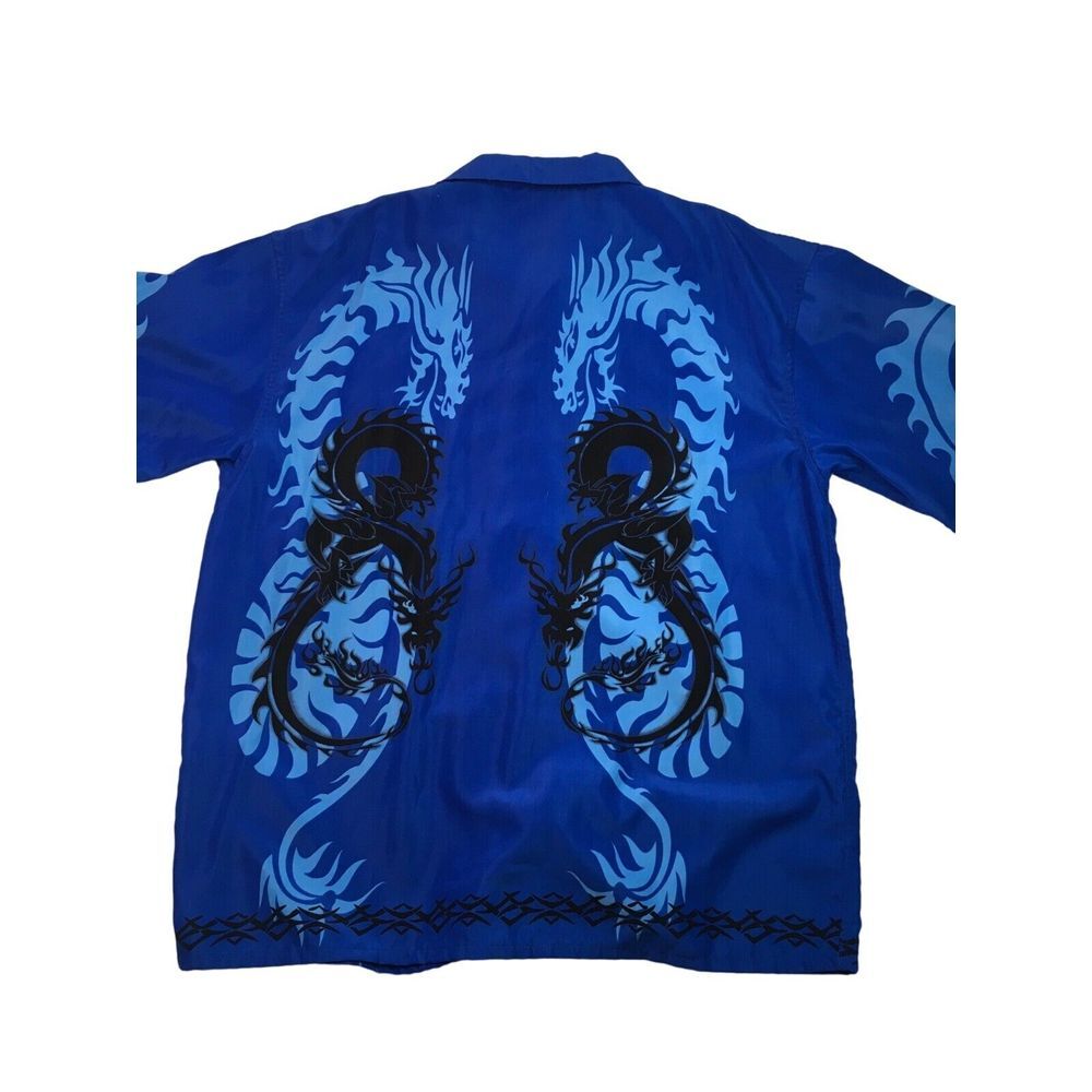 City Impact Men's Shirt Size XL Blue Dragon Print Button-Up Shirt - Picture 7 of 8
